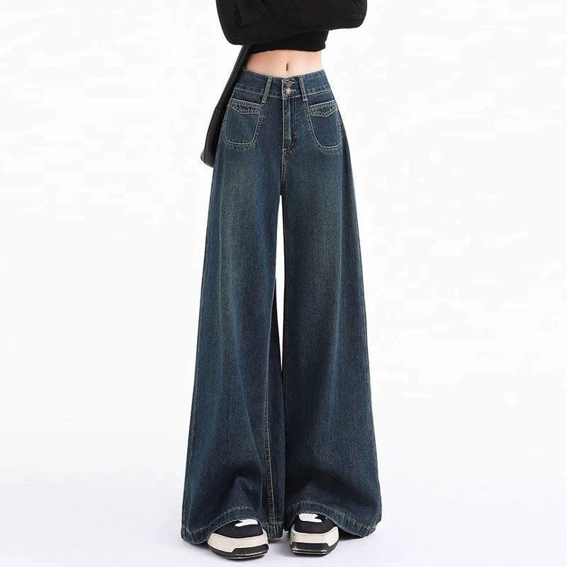 Autumn/Winter 2025 Velvet-Enhanced High-Waist Straight Leg Wide Jeans L