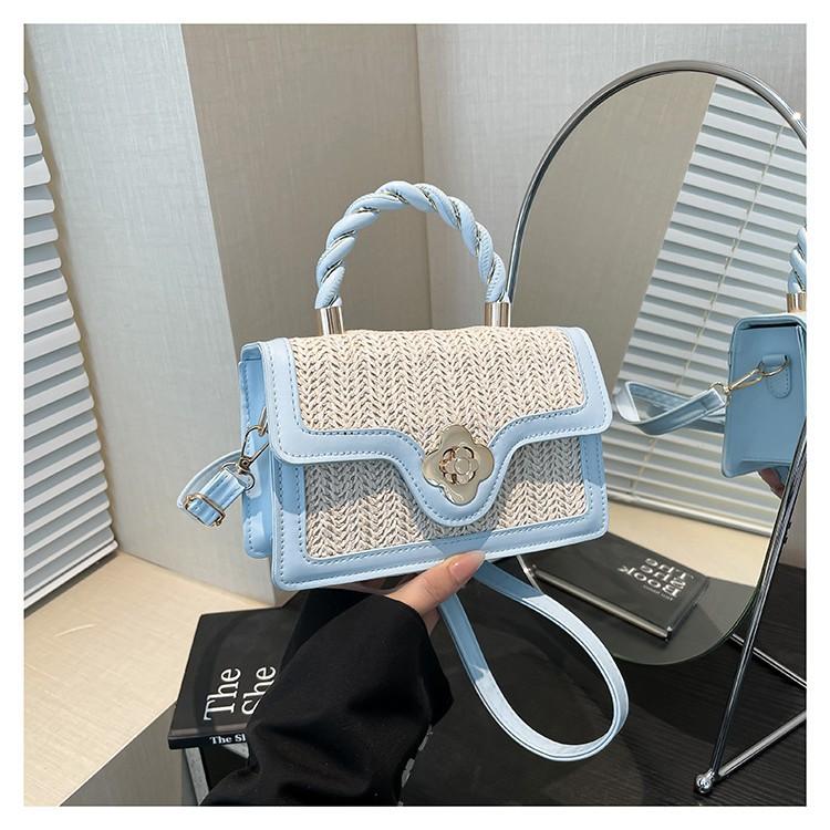 Beautifully Woven Fashion Color Matching 2025 New Flower Lock Trend Large Capacity Foreign Style Crossbody Portable Small Square Bag