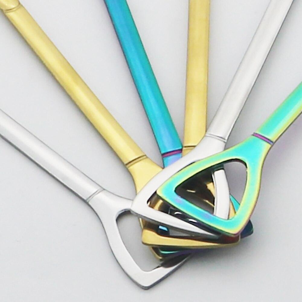 Dinnerware Gold Retro Shovel Flat Coffee Tea Ice Cream Spoons Gift Creative Bar Stainless Steel 304 Dessert Spoon Set Housewares