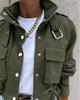 Women's Printed Short Windbreaker Jacket Workwear Drawstring Jacket Long Sleeve Short Coat