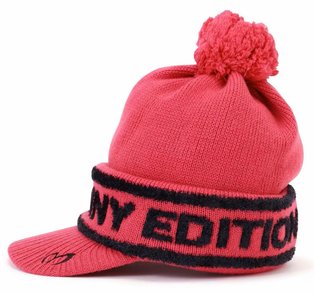 Unisex Brimmed Knit Cap and Brand Golf Hat FR [Master Bunny] (with Pom-Pom Logo) / / 758-5187003 090_Pink