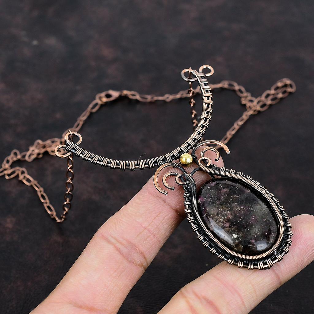 Pink Tourmaline Necklace Copper Wire Wrapped Necklace Natural Gemstone Jewelry Adjustable Necklace Handmade Necklace Copper Jewelry For Gift