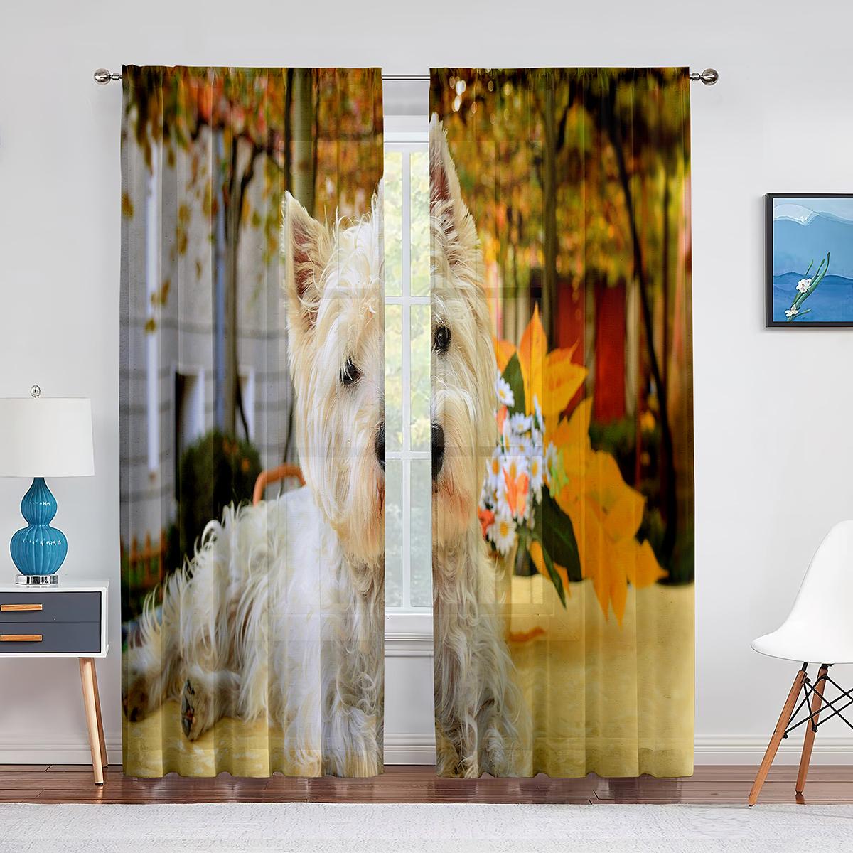 Вест-хайленд-уайт-терьер милый Вести-дог прозрачные шторы для гостиной спальни украшения — фото 9
