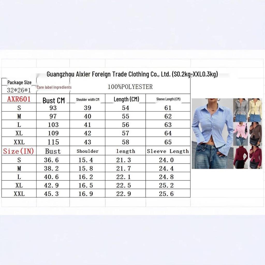 Frühling 2026 Neue Mode Lässiges gestreiftes Langarmhemd mit V-Ausschnitt