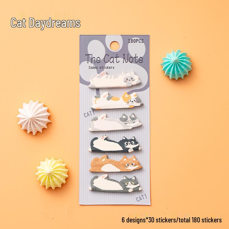 Cute Cat Sticky Notes & Bookmarks: Cartoon Index Markers, Student Classification Tabs, Reusable DIY Stickers