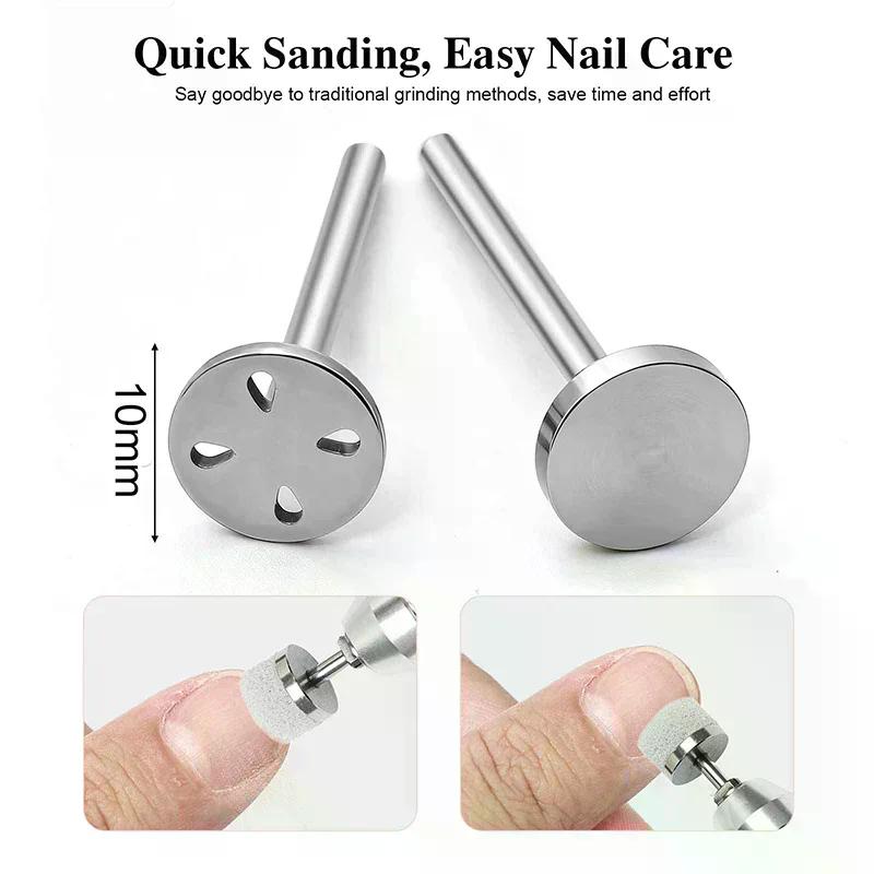 50pcs 10 Mm Self-Adhesive Replaceable Sponge Buffing Pads Stainless Steel Disk For Pedicure Polish Accessories