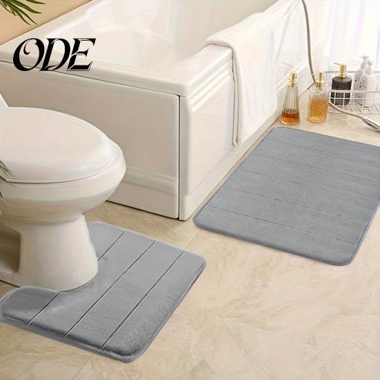 Coral Velvet Bath Mat 2Pcs/Set Bathroom Floor Non-Slip Bottom 40x60cm Durable 40x50cm U-Shaped Square Pad Absorbent Rug