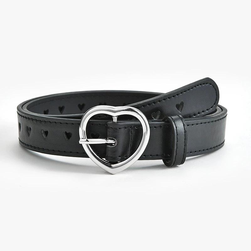 Women's Belt With Heart-shaped Metal Buckle And Colorful Waistband