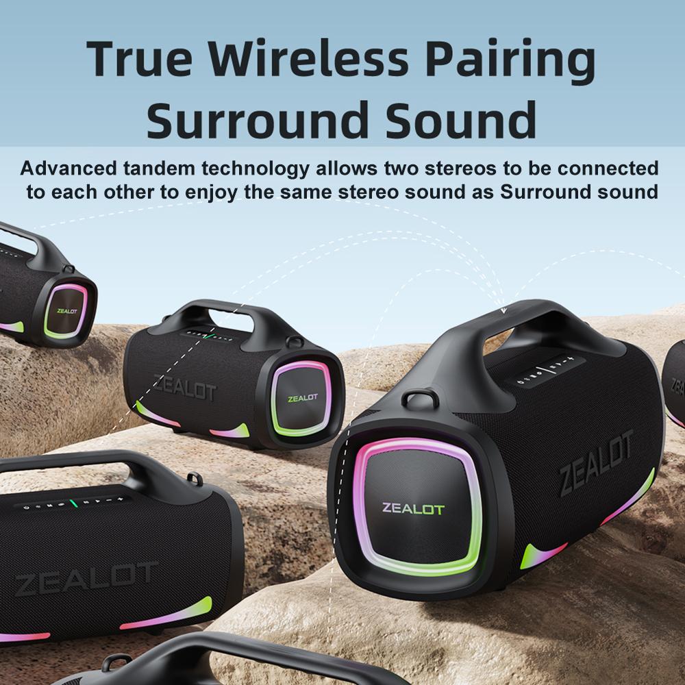 S79 Portable Wireless 100W Speaker with 5.2 Technology, IPX7 Waterproof, RGB Lights Effects, Series Stereo Scene HiFi Sound, Multiple Pl