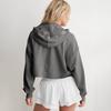 Women's Cropped Sweatshirt Loose Long Sleeve V Neck Hoodies Casual Hooded Pullover Crop Workout Top