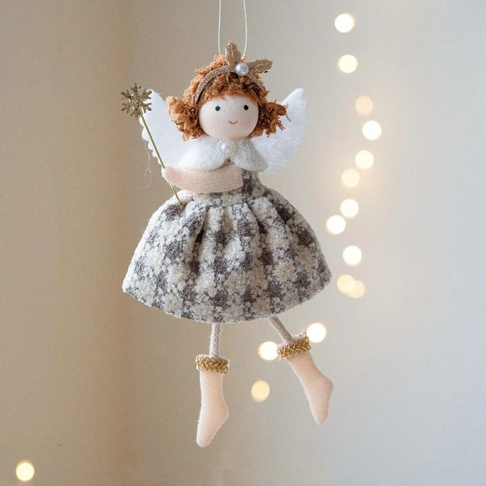 High Quality Cloth Angel Girl Pendant Red White Grey DIY Decor Christmas Doll Pendant Hanging Ornaments New Year Party