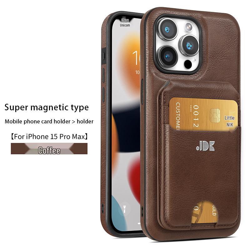 

iPhone 16 Pro Max Magnetic Flip Leather Wallet Case, Compatible with iPhone 15/14/13, Full Coverage Business Card Holder iPhone 15 Pro кофейный