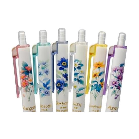 Maydahui 12-Piece Set of Stylish Flower Gel Pens, 0.5mm Black Ink, Sunflower and Daisy Designs, Cute Stationery for Mother's Day, Birthday, Gifts