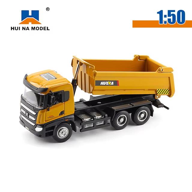 HUINA 1:50 Diecast Car Model Alloy Simulation Vehicle Die-Cast Dump Truck Bulldozer Backhoe Loader Excavator Toys Collectables