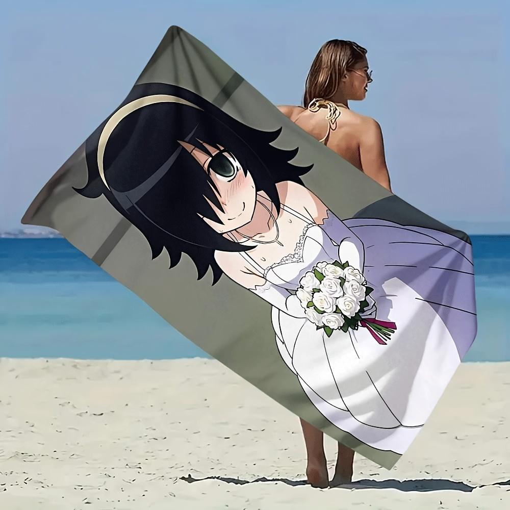 W-Watamote Tomoko Kuroki Microfiber Beach Towel Quick Dry Super Absorbent Sand Free Soft Oversized Bath Towels Gym Sports Towel