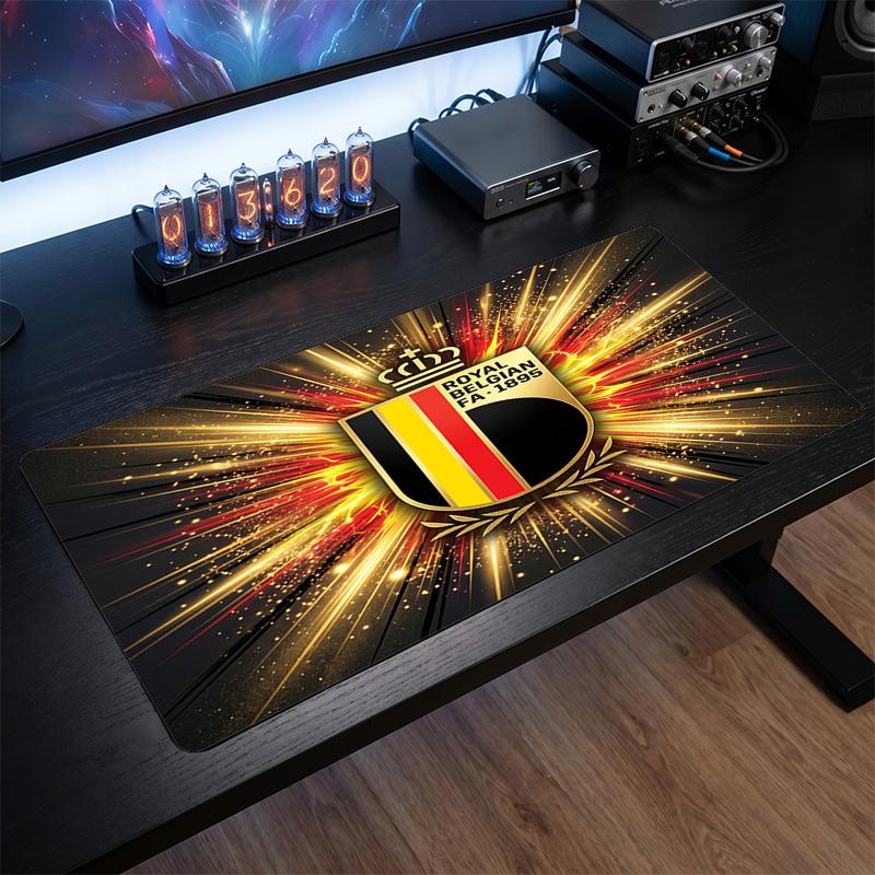 Belgium Football Crest Mouse Pad, Extended Non Slip Rubber Desk Mat for Gaming Office Laptop Fan Gift
