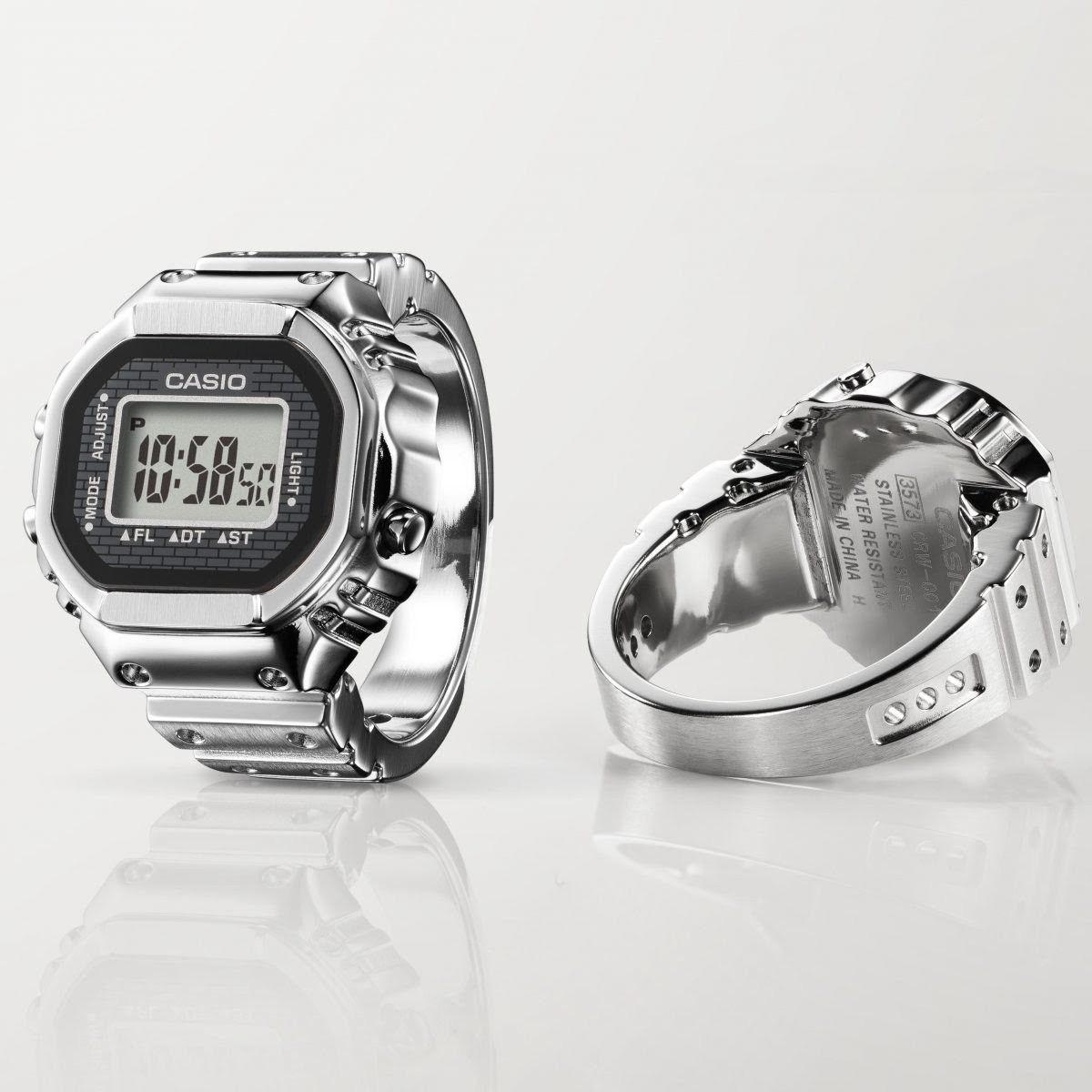 Used New CRW-001-1JR Casio Ring Watch Ring-shaped Watch with Tag Silver Silver Ring Watch