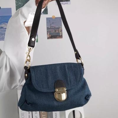 Geantă mesagerie din denim retro design de nișă pentru femei 2025 nouă versiune coreeană geantă de umăr casual pentru navetă plisată femei