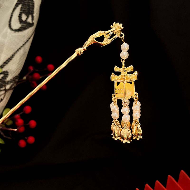 Chinese Rabbit Lantern Hair Pin Clips Hair Sticks LED Light Hair Accessories for Women Kids Retro Lotus Flower Tassel Headpieces