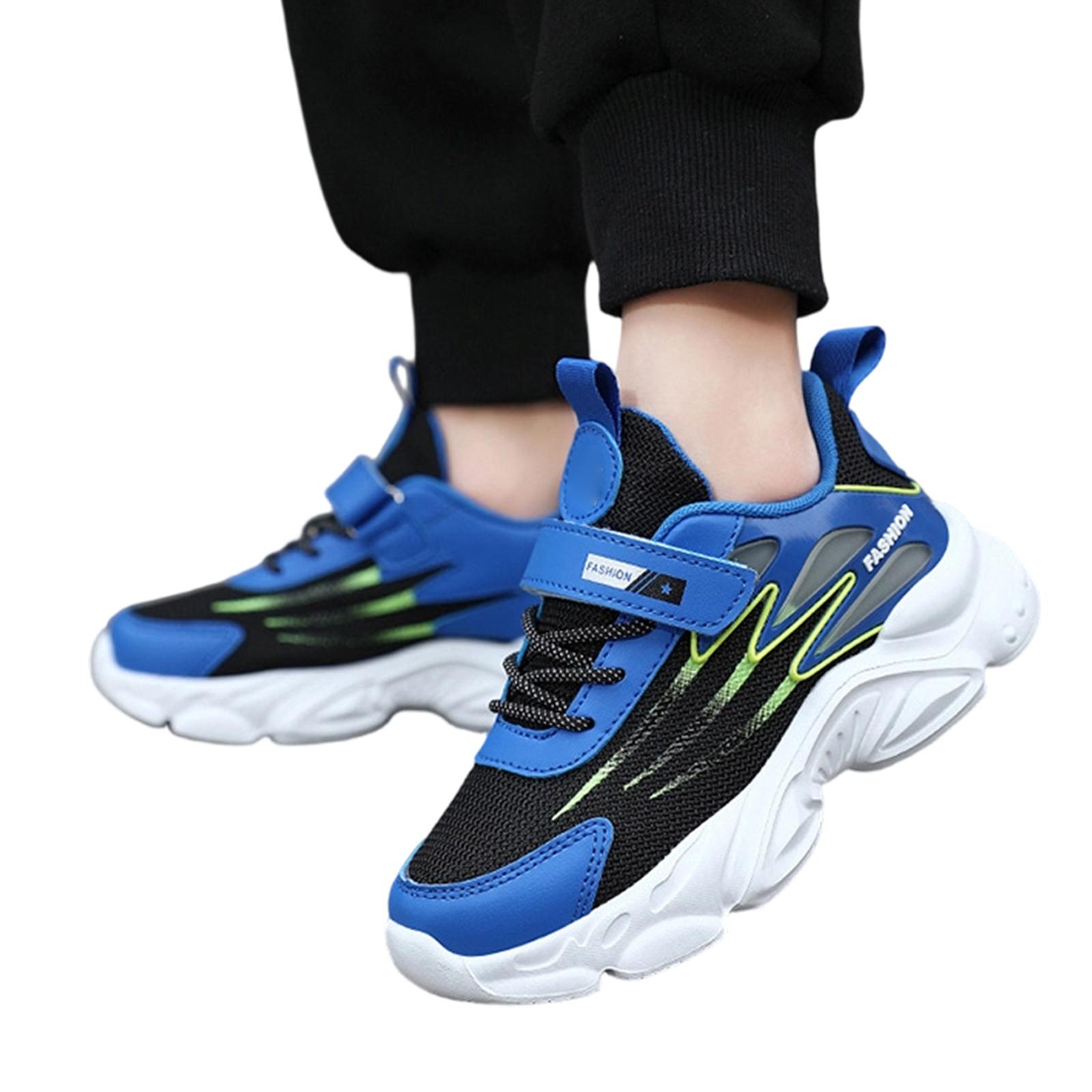 Kids Lightweight Breathable Mesh Athletic Sneakers with Hook and Loop Strap Comfortable Running and Hiking Shoes for Boys and Girls 32