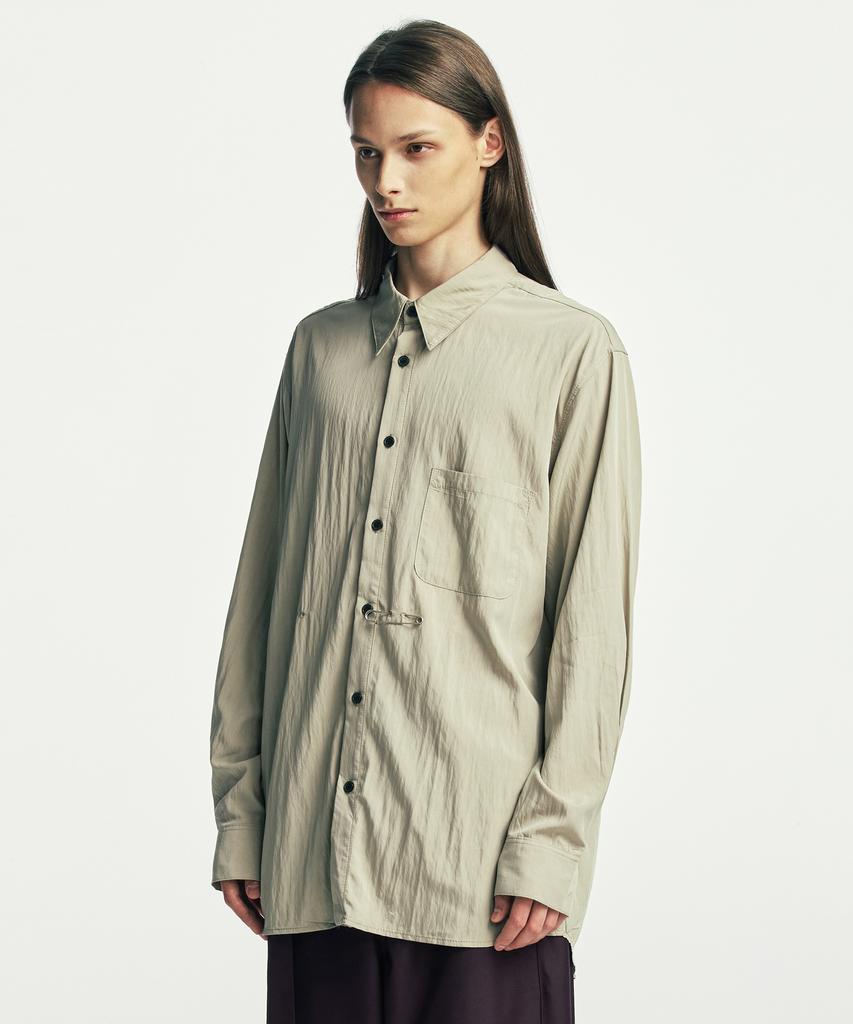 SSY [Pin Set] Wrap Pin Drap Shirt Beige