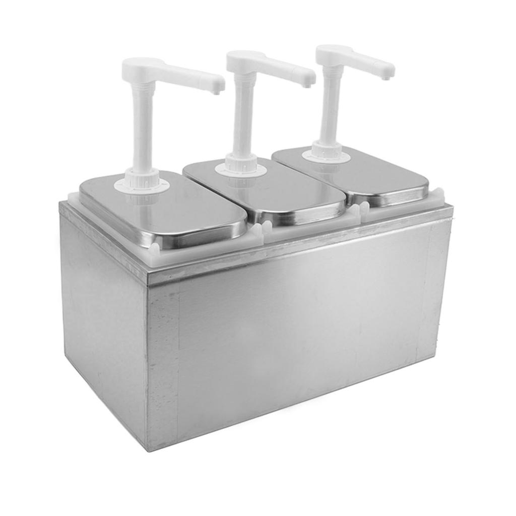Sauce Dispenser Plastic and Stainless Steel Condiment Pump Station Sauce Dispenser For Kitchen Home