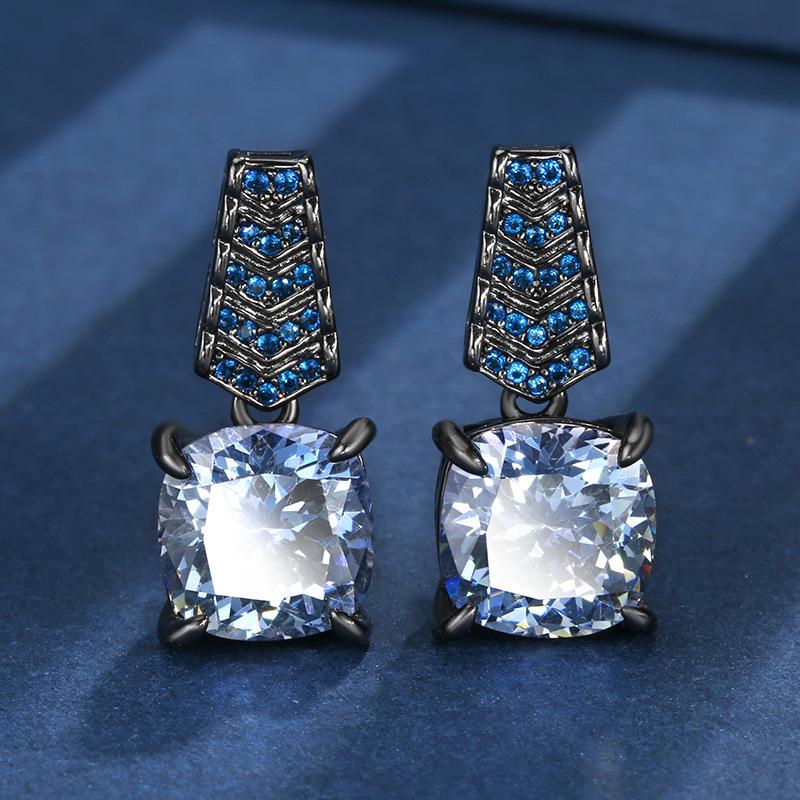 2026 New Huabi Jewelry Copper Bottom Gold-plated Simulation Nordic Blue Temperament Light Luxury Set Main Stone 14-12mm