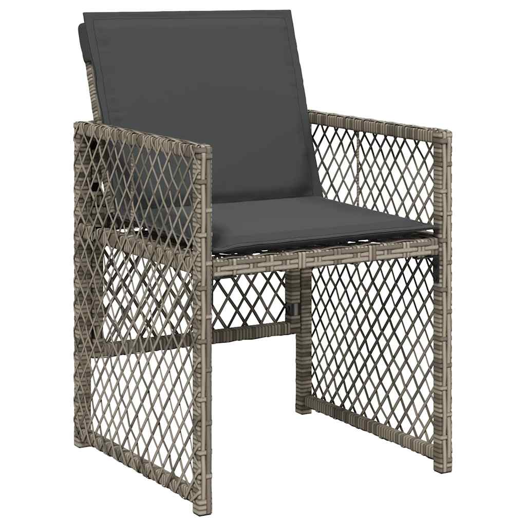 9 piece outdoor dining set with cushions gray poly rattan