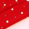 Solid Color Pearl Pompom Wool Hat Knitted Hat Beanie Hat Thicken Stretchable