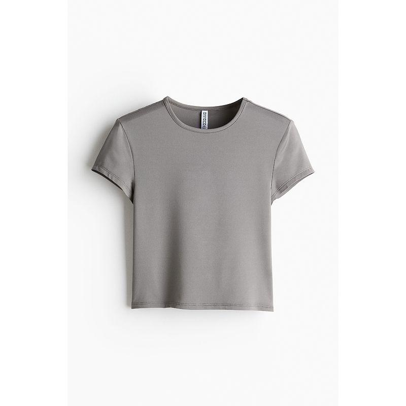 

HM Women s T-shirt Fall 2025 New Arrival Silm Stretch Jersey Narrow Neckline Sexy Short Top 1234741