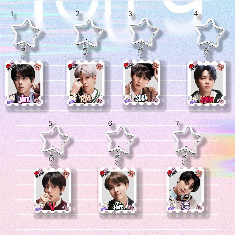 

7 шт. Милый брелок-брелок в стиле штампа BTS, Фотобрелок Bangtan Boys со звездочкой, Шарм для сумки фанатов K-pop ARMY 7pcs