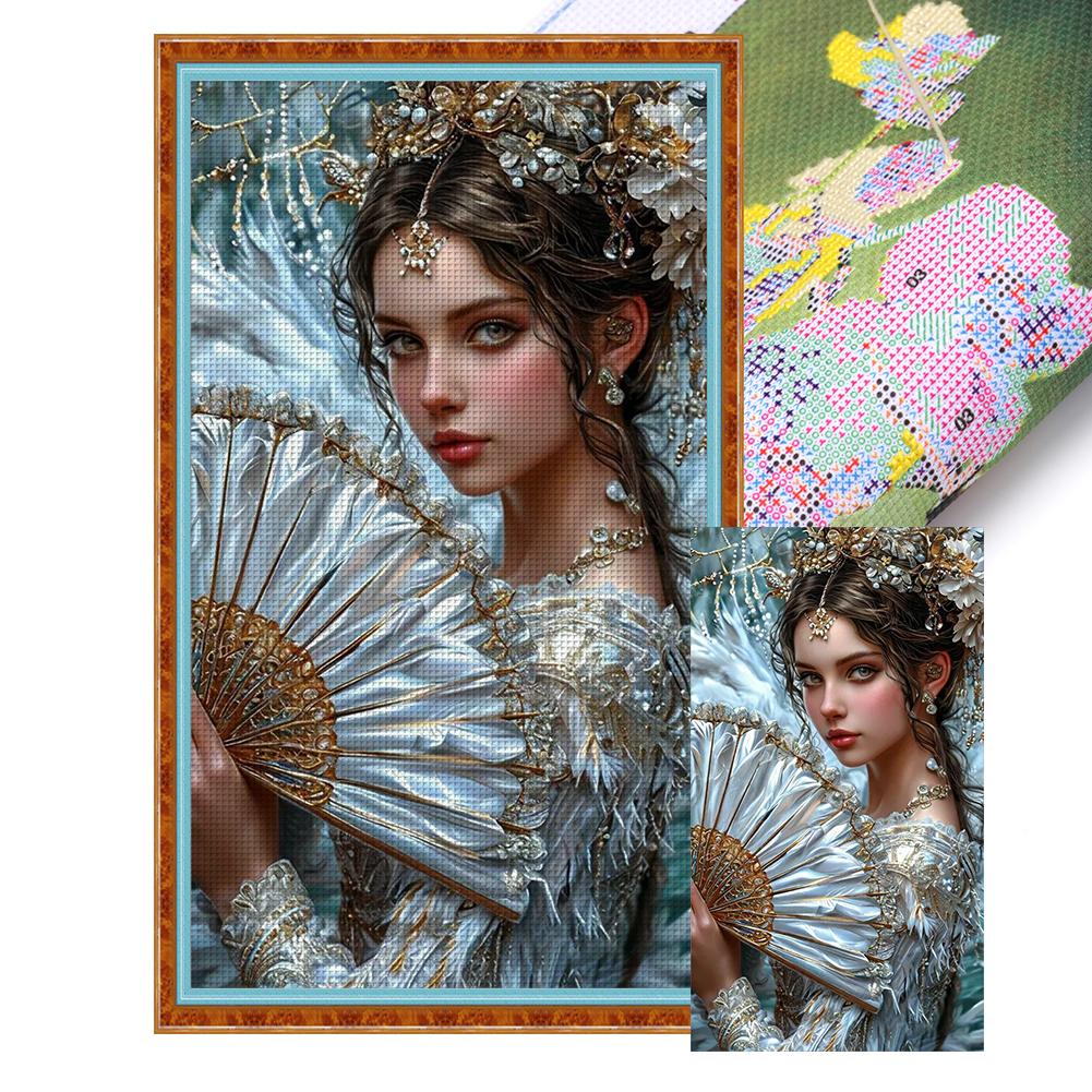 Bordado completo Eco-algodão Linha 14CT Impresso Menina Ponto Cruz Kit Arte