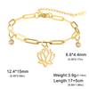 Lucktune Lotus Flower Charms Bracelets Stainless Steel Buddhism Gold Color Chain Bracelet for Women Fashion Boho Jewelry Gift