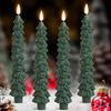 4Pcs LED Flameless Christmas Tree Taper Candles with Remote Control 3D Flame Flickering Window Candlesticks Set