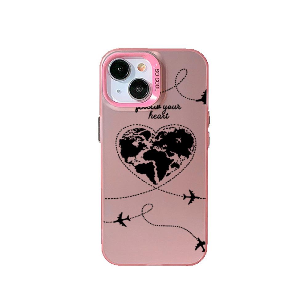 New love plane couple iPhone17 mobile phone case Apple 16Pro anti-drop IMD color silver 15pm