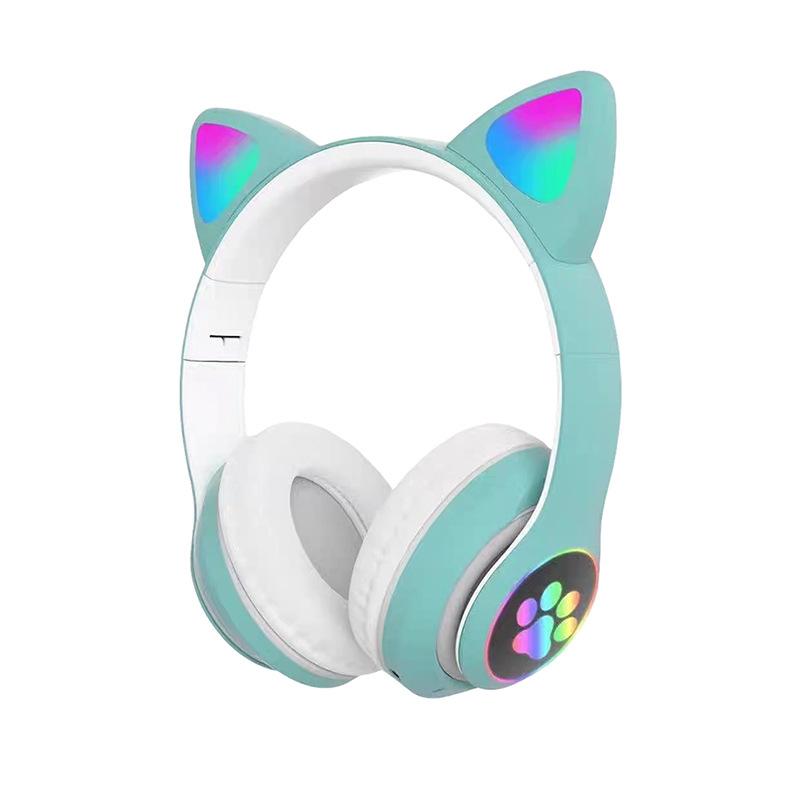 Head-mounted bluetooth headset luminous cat ear cartoon wireless e-sports game headset