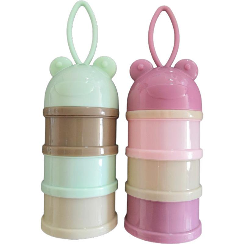 Portable Multi-layer Cartoon Baby Milk Powder and Snack Box with Independent Compartments
