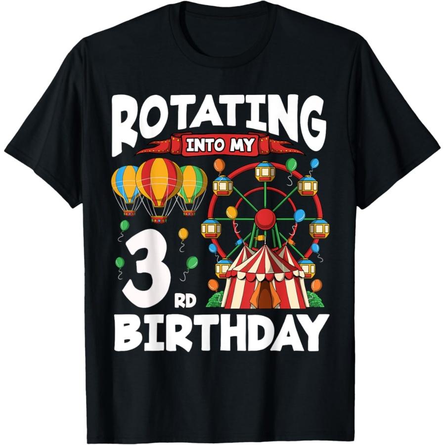 

3rd Birthday Ferris Wheel Circus for 3 Year Old Boys Girls T-Shirt XXXXXL чорний