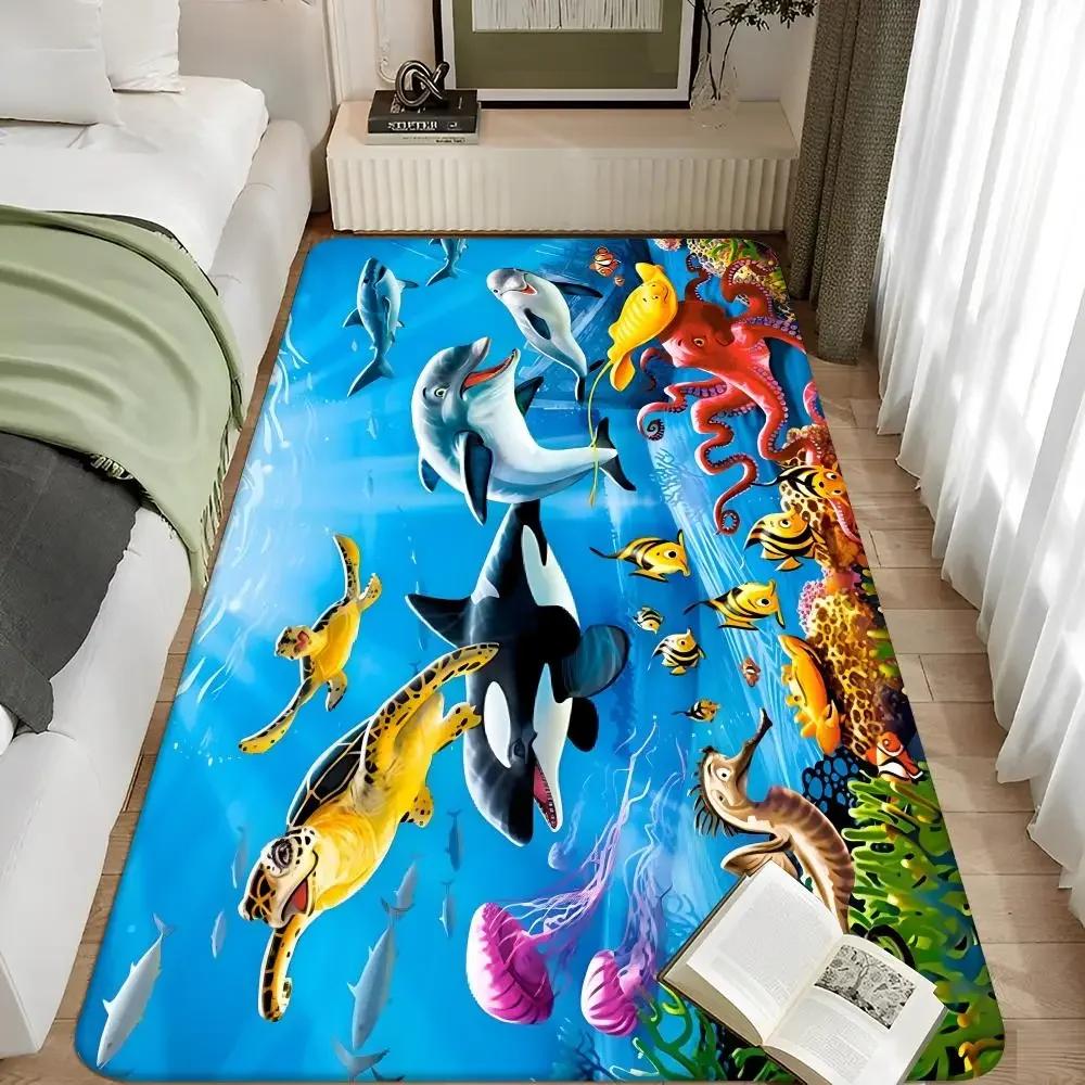 Mořská zvířata Oceánský svět Žraločí oblast Podložka na podlahu Koupelnová rohožka Severský styl Domácí rohožka Rohožky do koupelny a na toaletu Ložnice Vstupní rohožka