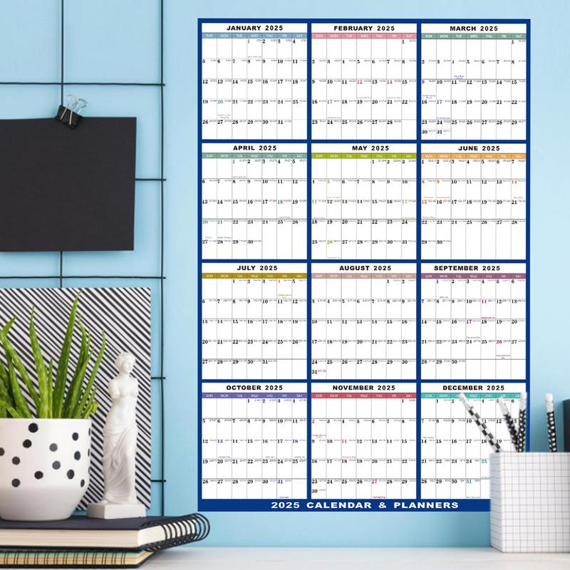 2025 Dry Erase Calendar Erasable 2025 Calendar Planner for Wall 12 Month Wet Dry Erase Calendar for Planning Schedules for Room