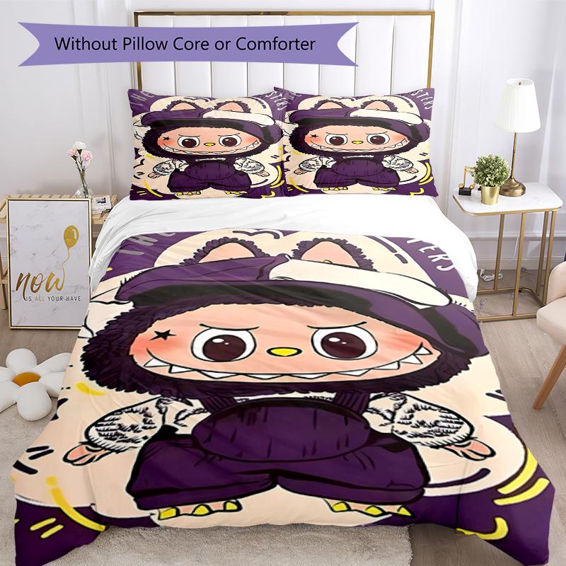 Set Biancheria da Letto Labubu 3 Pezzi Copripiumino Chiusura Include 1 Copripiumino e 2 Federe, Morbido e Confortevole per Tutte le Stagioni.