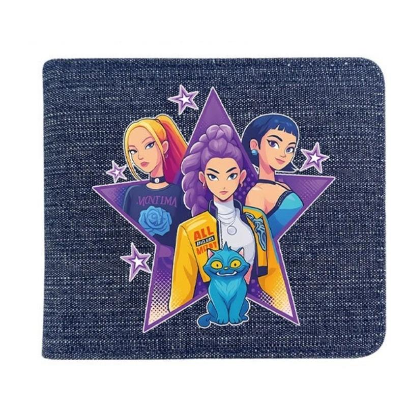 Fold Denim Kpop Hunters Rumi Zoey Mira Anime Wallet Short Purse