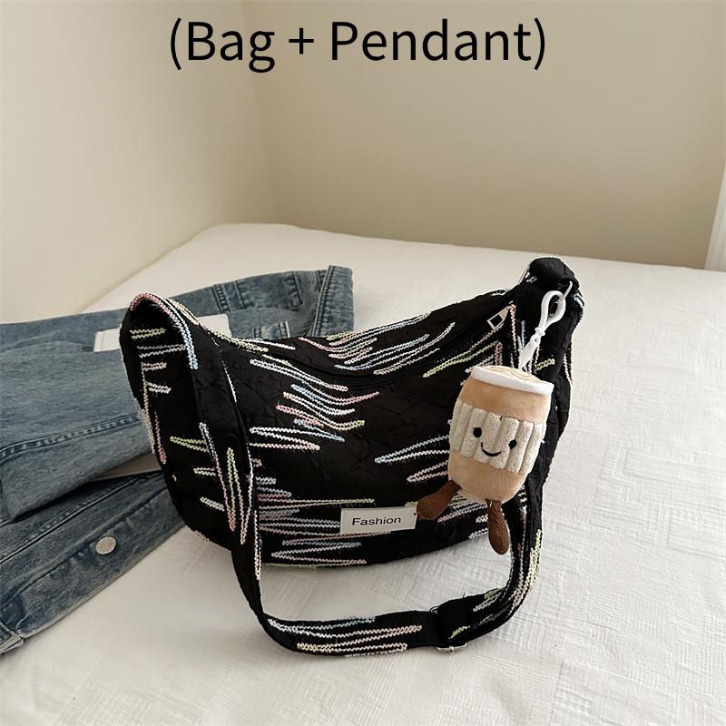 Large Capacity Summer 2024 Trendy Canvas Tote Bag Fashionable Street Style Shoulder Bag