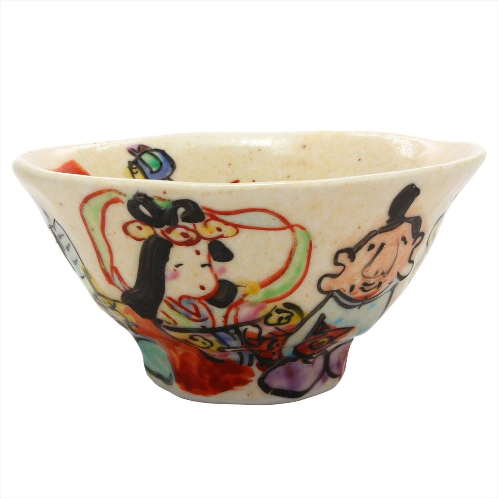 Mino Wada rice tea colored Seven Lucky presentation ware, Hitori, bowl, bowl, painting, Gods, box, 105-0031