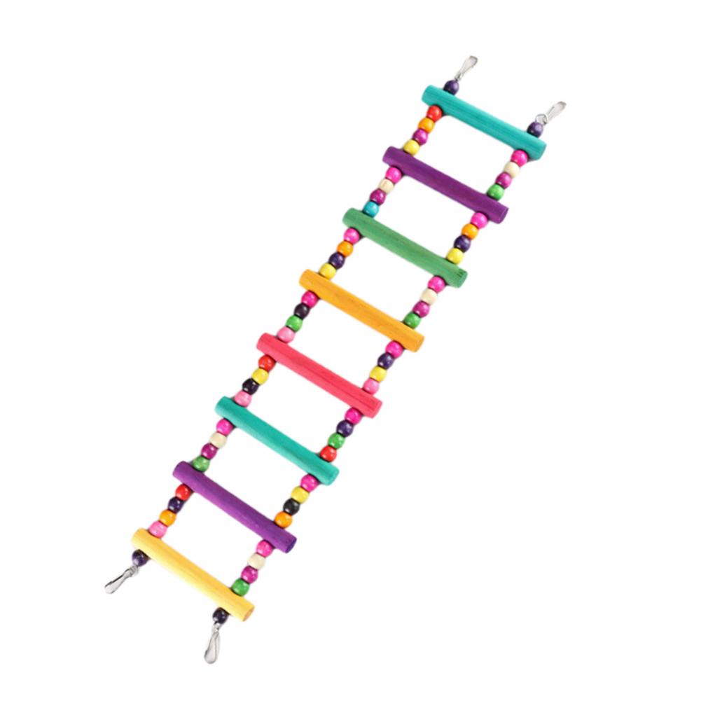 Bird Ladder Colorful Beads Swing Combination Bird Toy Parrots Chewing Training Toy Pet Bird Hanging Hammock Bird Climbing Ladder