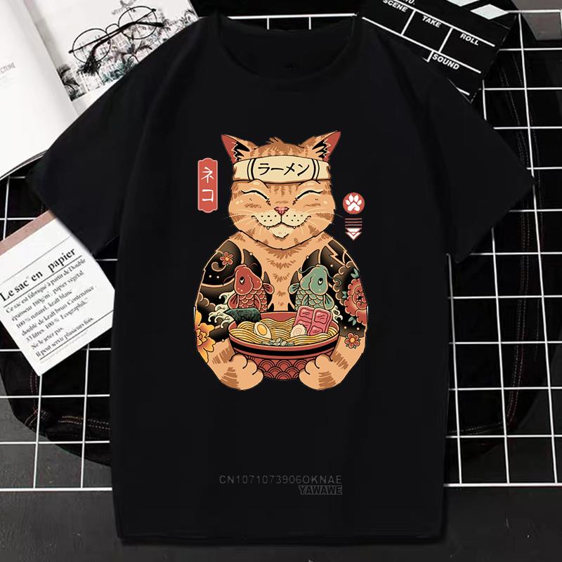 Kawaii Catana Tshirt Harajuku Cartoon Cat Print Top Women Men Casual Comfortable Tee Oversized Tshirt Roupas Masculinas