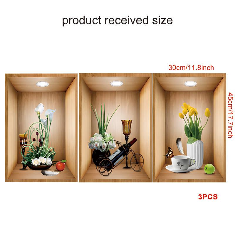3 Stück/Set Topfpflanzen Vase Wandaufkleber Abnehmbar Für Schlafzimmer Wohnzimmer Kinderzimmer Dekoration Wandtattoos