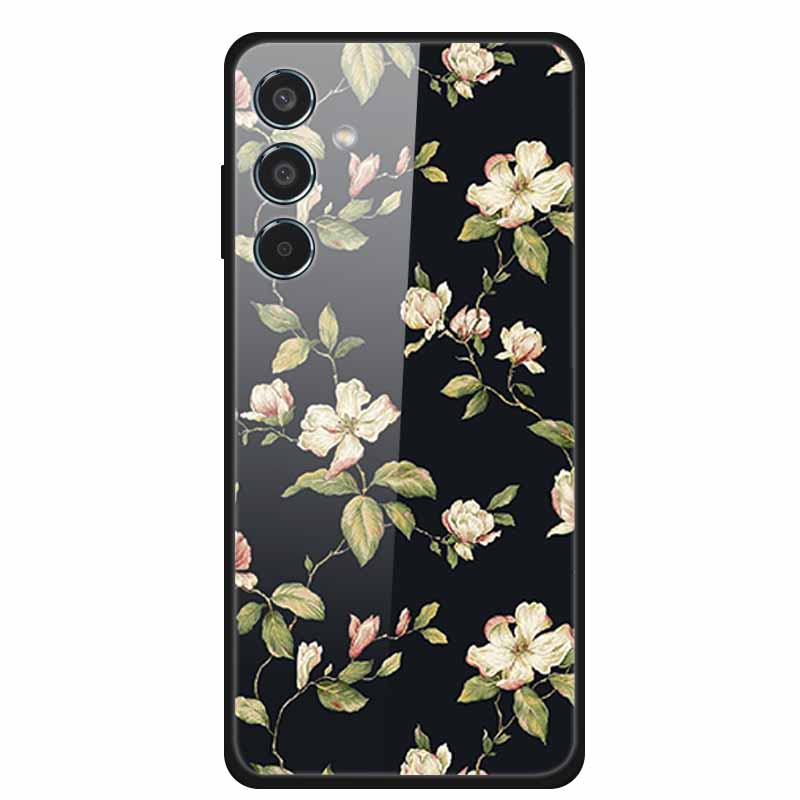 Glass Back Cover For Samsung Galaxy S24 FE Case S24FE Hard Tempered Glass Case For Samsung Galaxy M55 A16 Phone Case Soft Bumper
