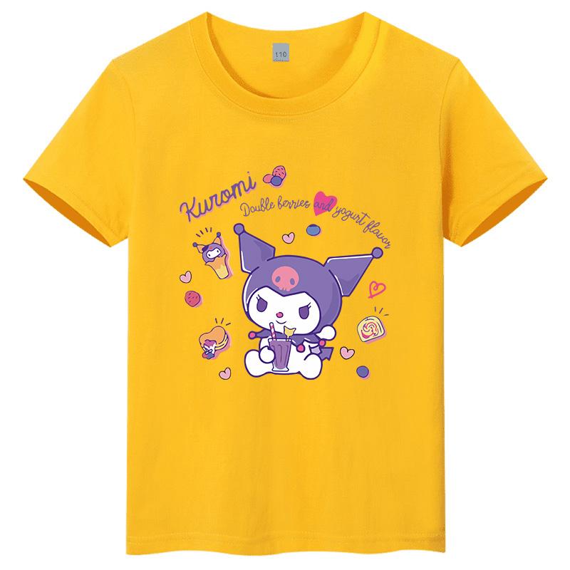 Sanrio Family CUTE Kurumi Cute Printed Childrens TShirt Roundneck Pure Cotton Family Clothing for Parents and Children
