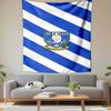 Blue and White Owl Crest Design Patterned Tapestry Decorative Wall Hanging, Home Bedroom Living Room Decor